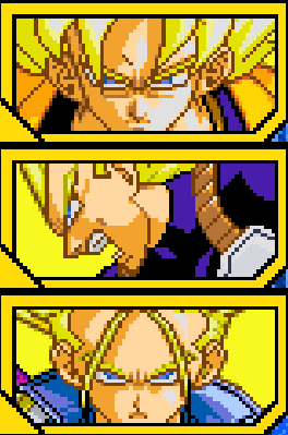 Goku Super Saiyan et Vegeta Super Saiyan et Trunks Super Saiyan 